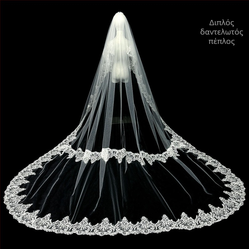 Κυρίως Νυφικό Πέπλο Νυφικού Super Immortal Mori Κορεάτικο Στυλ Μακριά Ουρά Δαντέλα Αξεσουάρ