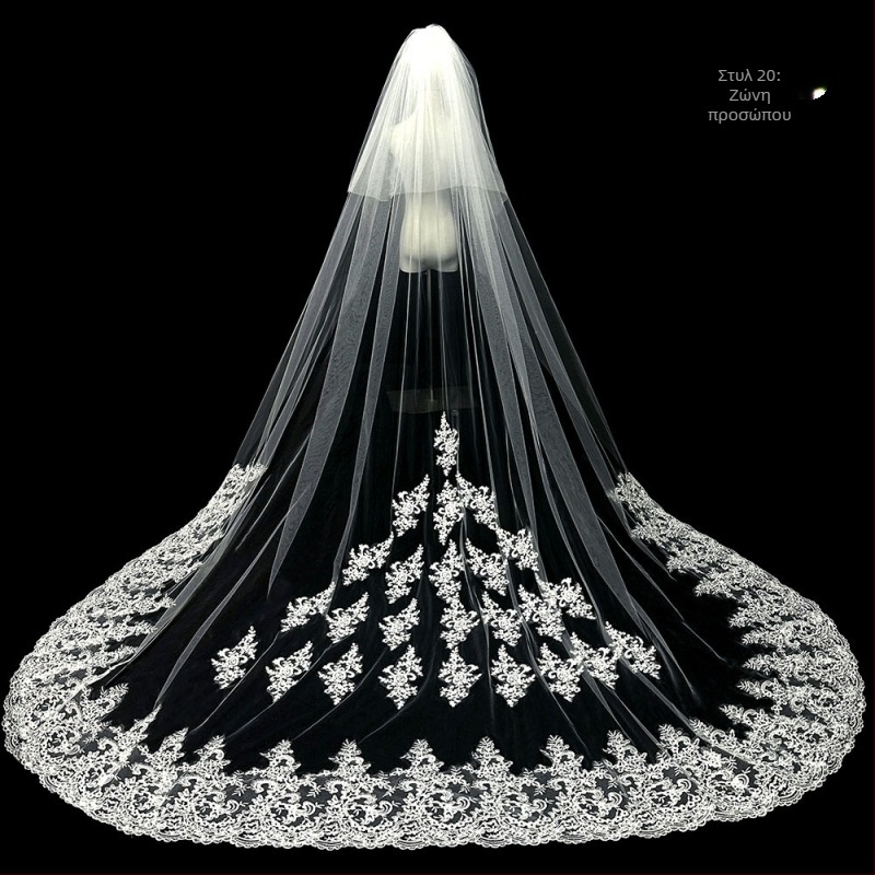 Κυρίως Νυφικό Πέπλο Νυφικού Super Immortal Mori Κορεάτικο Στυλ Μακριά Ουρά Δαντέλα Αξεσουάρ