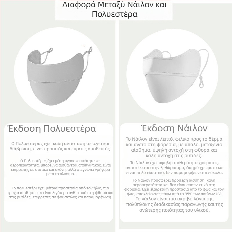 Γυναικεία Μάσκα Αντηλιακής Προστασίας για Γωνία Ματιών, Αναπνέουσα, Καλοκαιρινή, Αντι-υπεριώδης, Ντεγκραντέ, Πάγος, Μεταξωτή Στερεοφωνική Μάσκα Σκίασης UPF50