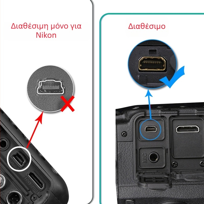 Καλώδιο OTG USB-C προς 8P για Nikon Coolpix 2100 / P5 / S4 - συνδέει κινητό τηλέφωνο με κάμερα (πυρήνας από χαλκό)