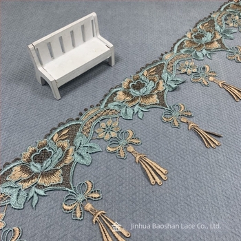 Polyester κεντημένο φουντωτό περιθώριο με σχέδιο barcode για ρούχα και οικιακές υφές