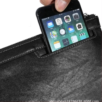 Ανδρικός PU δερμάτινος clutch — Μεγάλη χωρητικότητα, μοτίβο με γράμματα, επένδυση πολυεστέρα, καθημερινή χρήση