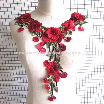 Δαντελένιο κέντημα για ενδύματα; πολυεστερική κλωστή; κατάλληλο για γυναικείο ρουχισμό, καπέλα και τζιν