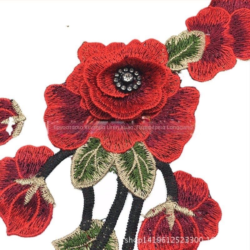 Δαντελένιο κέντημα για ενδύματα; πολυεστερική κλωστή; κατάλληλο για γυναικείο ρουχισμό, καπέλα και τζιν