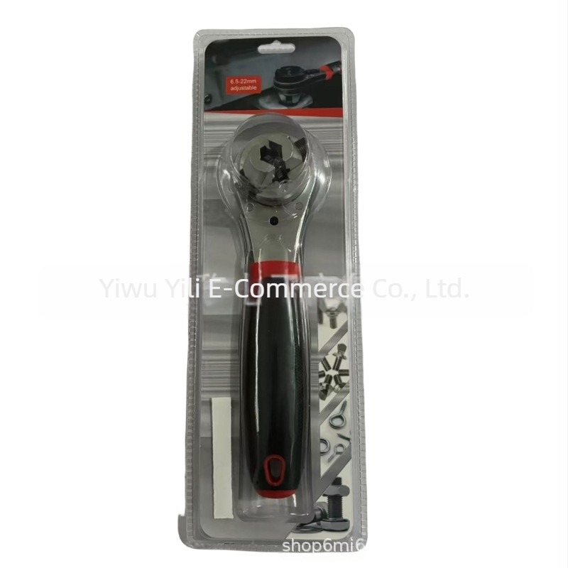 Yili Hardware ράτσετ ρυθμιζόμενο ανοικτής άκρης κλειδί, γυαλισμένο χρωμιωμένο φινίρισμα, εργαλειοχάλυβας, 460 g