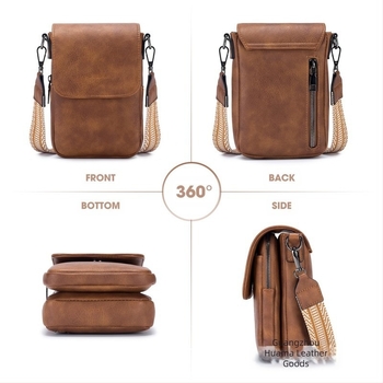 Τσαντάκι κινητού από γνήσιο δέρμα, κορυφαίο δέρμα αγελάδας, κλείσιμο με φερμουάρ, κάθετο τετράγωνο σχήμα, ρυθμιζόμενος ιμάντας ώμου