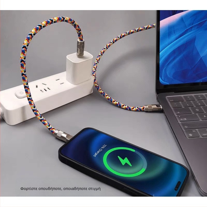 Soson 2-σε-1 λουρί καλώδιο δεδομένων USB-C και Lightning, πλεγμένο, PD60W γρήγορη φόρτιση, μεταλλική αγκράφα από κράμα ψευδάργύρου