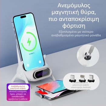 Ασύρματος φορτιστής για κινητά τηλέφωνα με βάση γραφείου για οριζόντια ή κατακόρυφη χρήση, QC3.0, 2 A, 15 W, Γρήγορη φόρτιση