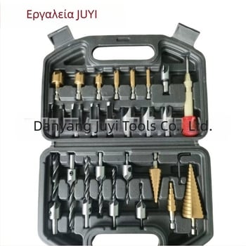 Σετ 26 τεμαχίων εργαλείων για ξύλο: pagoda τρυπάνι, κεντρικός διατρητής, ξυλουργικό τρυπάνι με τρία αιχμές