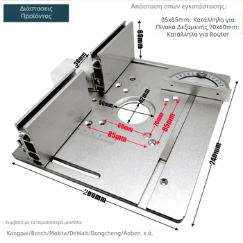 Διπλής λειτουργίας πίνακας φρεζαρίσματος και τελειώματος με κάλυμμα, κατασκευή από κράμα αλουμινίου, αντίστροφη πλάκα