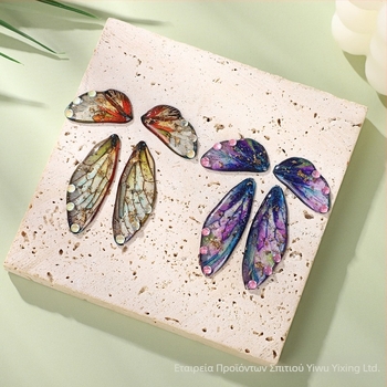 Σκουλαρίκια με φτερά πεταλούδας - εποξική ρητίνη, υφή μοτίβου, καλοκαίρι 2024