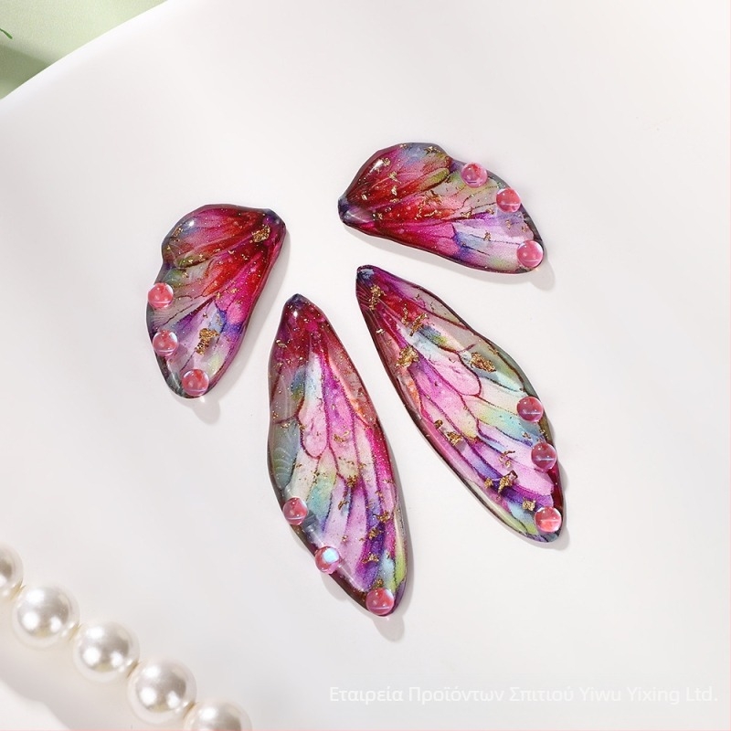 Σκουλαρίκια με φτερά πεταλούδας - εποξική ρητίνη, υφή μοτίβου, καλοκαίρι 2024