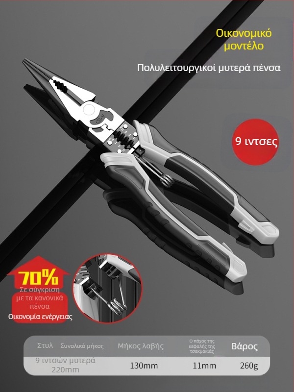 Πένσες με κλειδαριά για ηλεκτρολόγους, πολυλειτουργικές, βιομηχανικού επιπέδου σετ