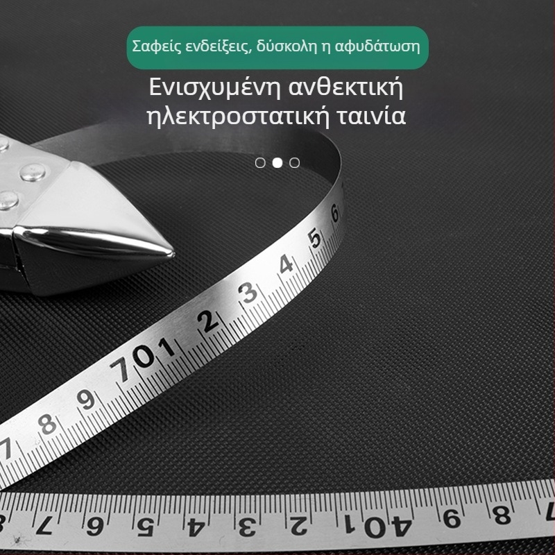 Μετρητής ταινίας με πλαίσιο από ανοξείδωτο ατσάλι για μετρήσεις σε εργοτάξιο, με προσαρμογή σε ράγα