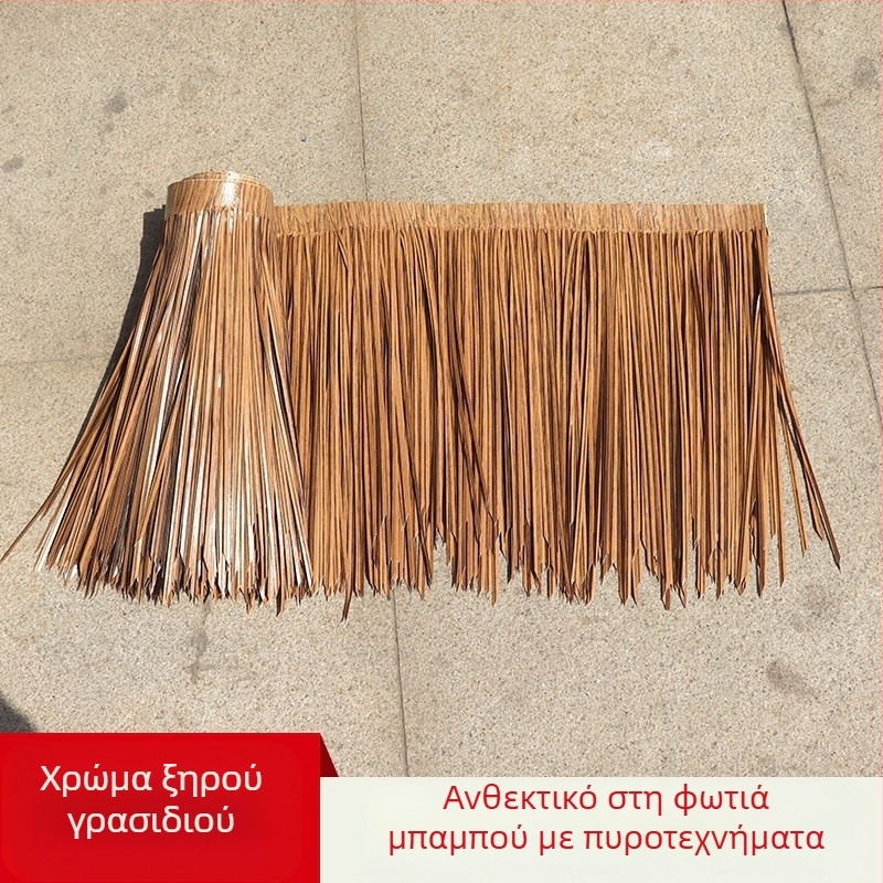 Οροφή από συνθετικά κεραμίδια άχυρου από μαλακό PVC για εξωτερική διακόσμηση πάρτι Χαβάης, προσαρμόσιμη, μορφοποίηση με θερμή τήξη σε ένα κομμάτι, σε διαφανή PP σακούλα