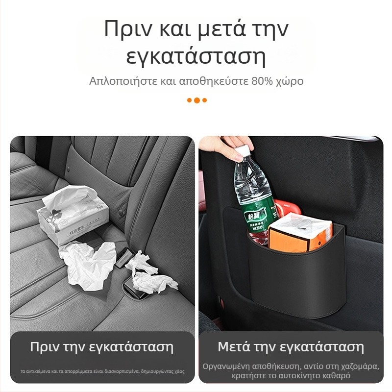 TIHOM Θήκη αποθήκευσης για το πίσω μέρος του καθίσματος αυτοκινήτου, κρεμαστή — Πολυλειτουργικός εσωτερικός-organizer, από συνθετική ρητίνη και γνήσιο δέρμα, γενική χρήση αυτοκινήτων