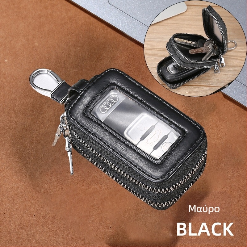 Unisex PU τσάντα κλειδιών με διπλό φερμουάρ, σχέδιο ζώνης μέσης, αστικός μινιμαλισμός, Χειμώνας 2023