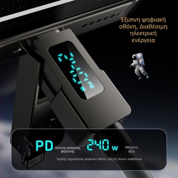 Double Demon 240W USB-C καλώδιο γρήγορης φόρτισης 4-σε-1 με ψηφιακή οθόνη