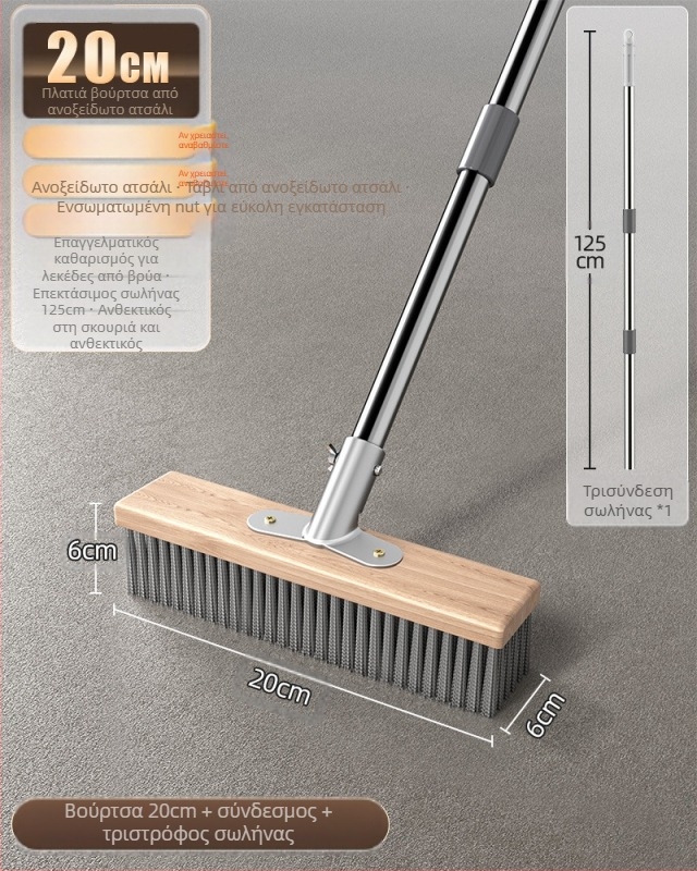 Βούρτσα δαπέδου από ανοξείδωτο ατσάλι με μακριά λαβή για εξωτερική αφαίρεση βρύων