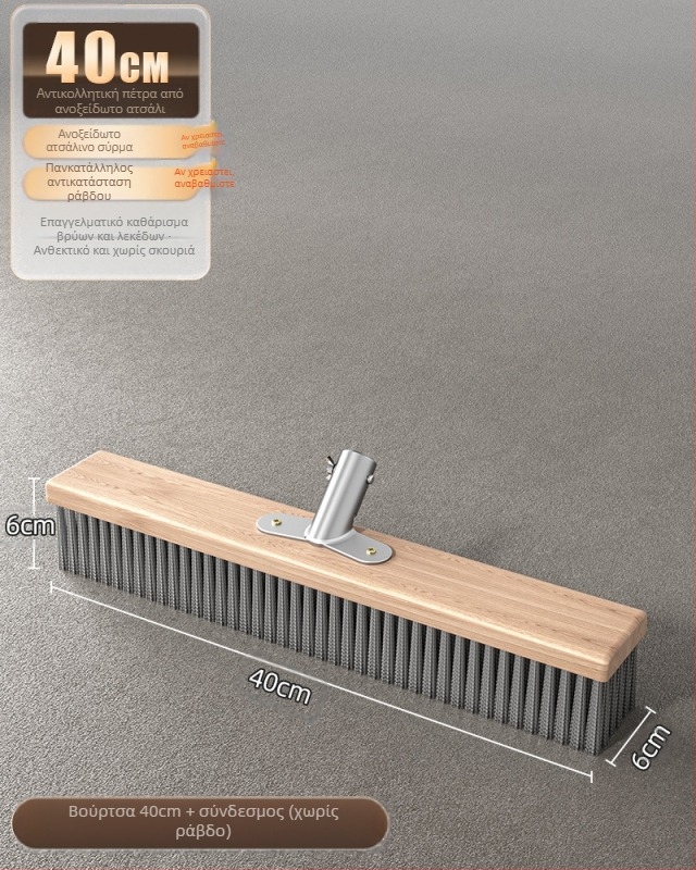 Βούρτσα δαπέδου από ανοξείδωτο ατσάλι με μακριά λαβή για εξωτερική αφαίρεση βρύων