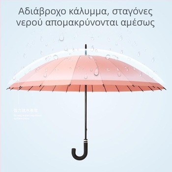 Ομπρέλα με μακριά λαβή, 12 ακτίνες, νάιλον κάλυμμα 170T, ακτίνες από σιλικόνη, αλουμινένια λαβή, χειροκίνητο άνοιγμα