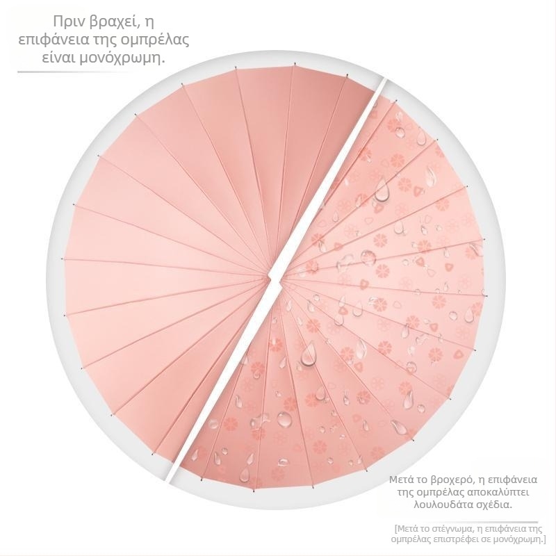 Ομπρέλα με μακριά λαβή, 12 ακτίνες, νάιλον κάλυμμα 170T, ακτίνες από σιλικόνη, αλουμινένια λαβή, χειροκίνητο άνοιγμα