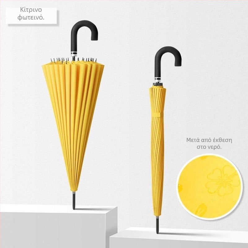 Ομπρέλα με μακριά λαβή, 12 ακτίνες, νάιλον κάλυμμα 170T, ακτίνες από σιλικόνη, αλουμινένια λαβή, χειροκίνητο άνοιγμα