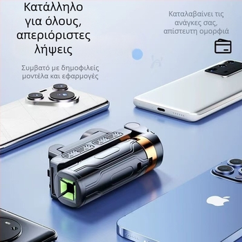 Μίνι Bluetooth selfie stick για smartphone με τετράποδο τρίποδα, τηλεσκοπικός, με σταθεροποίηση εικόνας και ενσωματωμένο φωτιστικό, αλουμινίου-ABS