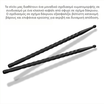 Ραβδί ντραμς από ανθρακονήματα, μοντέλο 5A, για τύμπανα, συσκευασία σε πλαστική σακούλα