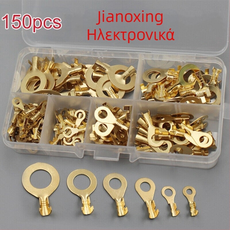 150 τεμάχια μονωμένα χαλκού δακτυλιοειδή τερματικά για καλώδια, αδιάβροχο ηλεκτρικό κιτ συνδετήρων