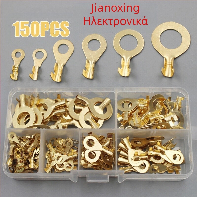150 τεμάχια μονωμένα χαλκού δακτυλιοειδή τερματικά για καλώδια, αδιάβροχο ηλεκτρικό κιτ συνδετήρων