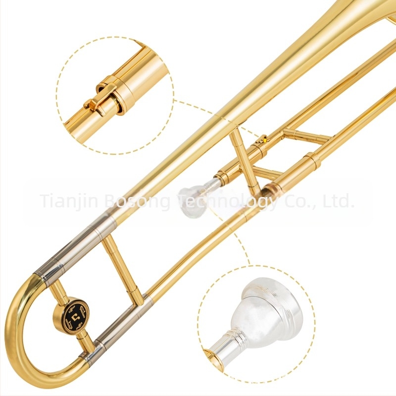 ADDIE Άλτο τρομπόνι για αρχάριους, τονικότητα E-flat έως B-flat, μεσαίας κλίμακας E-down, βερνικωμένο χρυσό φινίρισμα