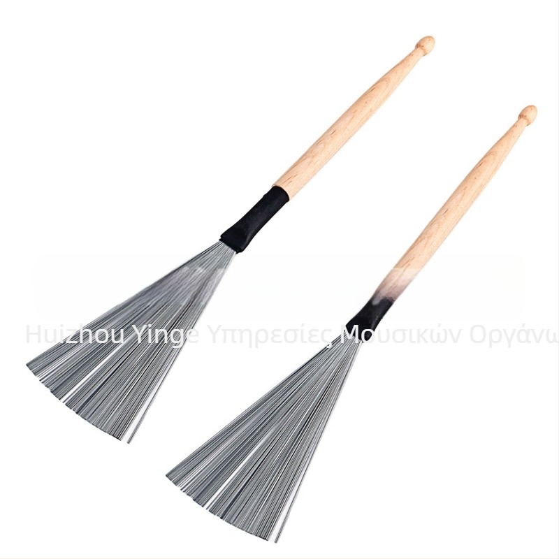 Διπλής άκρης βούρτσα τύμπανου και ντράμ στικ, μοντέλο W113, κατασκευή από ξύλο και μαλλί, συσκευασία σε PE σακούλα, για μουσικά όργανα