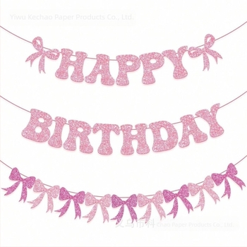 Bow-Tie Flag Glitter Birthday Banner για διακόσμηση πάρτι γενεθλίων (No flagpole)