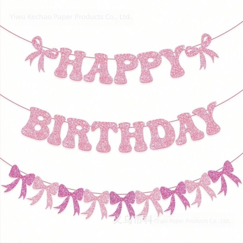 Bow-Tie Flag Glitter Birthday Banner για διακόσμηση πάρτι γενεθλίων (No flagpole)