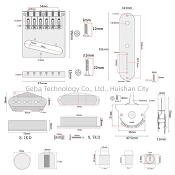 GMA14 Γέφυρα Πικ-Απ για Δυτικά Χορδικά Όργανα – Μεταλλικό-Πλαστικό Υλικό
