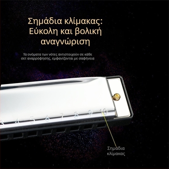 Χαρμονικά Blues με 10 τρύπες, σε τονικότητα C, μοντέλο BA10, υλικό των οπών ήχου: ρητίνη