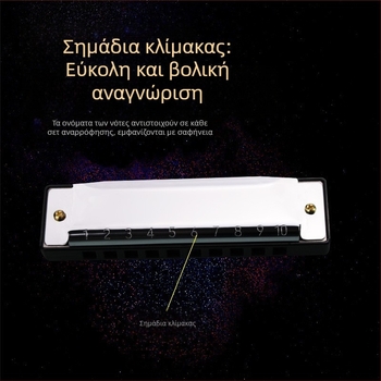 Χαρμονικά Blues με 10 τρύπες, σε τονικότητα C, μοντέλο BA10, υλικό των οπών ήχου: ρητίνη