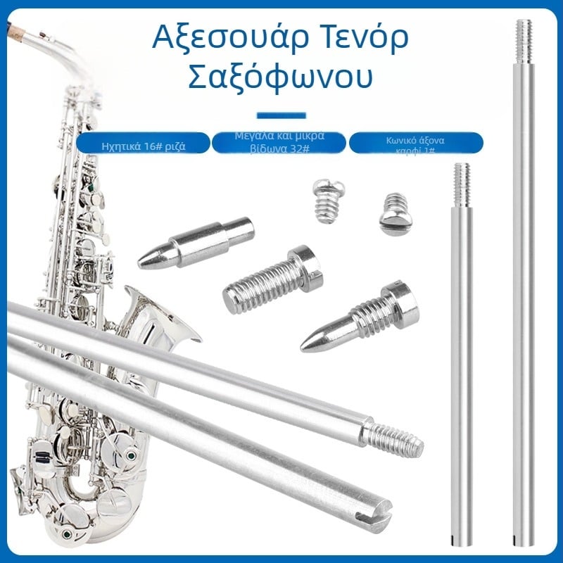 Σετ εργαλείων επισκευής σαξοφών W21 — χάλυβας εργαλείων, 16 βιδωτοί άξονες, 32 βίδες, 1 κωνικός άξνας-βίδα, σε OPP τσάντα