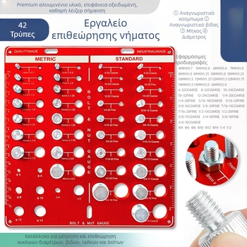 Musen tang Μετρητής νημάτων για βίδες, παξιμάδια και μπουλόνια – εργαλείο μέτρησης νημάτων Αμερικανικά, Μετρικά και Ίντσες