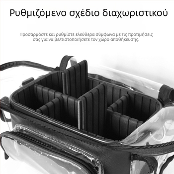 PVC διαφανής τσάντα καλλυντικών, αδιάβροχη, αντιβακτηριακή, με διαχωρισμό υγρών/ξηρών