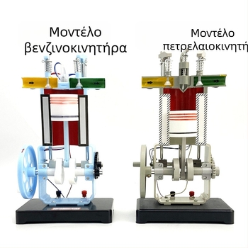 Μοντέλο βενζινοκινητήρα και πετρελαιοκινητήρα – τετράχρονο μοντέλο εσωτερικής καύσης για πειράματα φυσικής γυμνασίου, μεταλλική κατασκευή, 20 τεμάχια σε κουτί.
