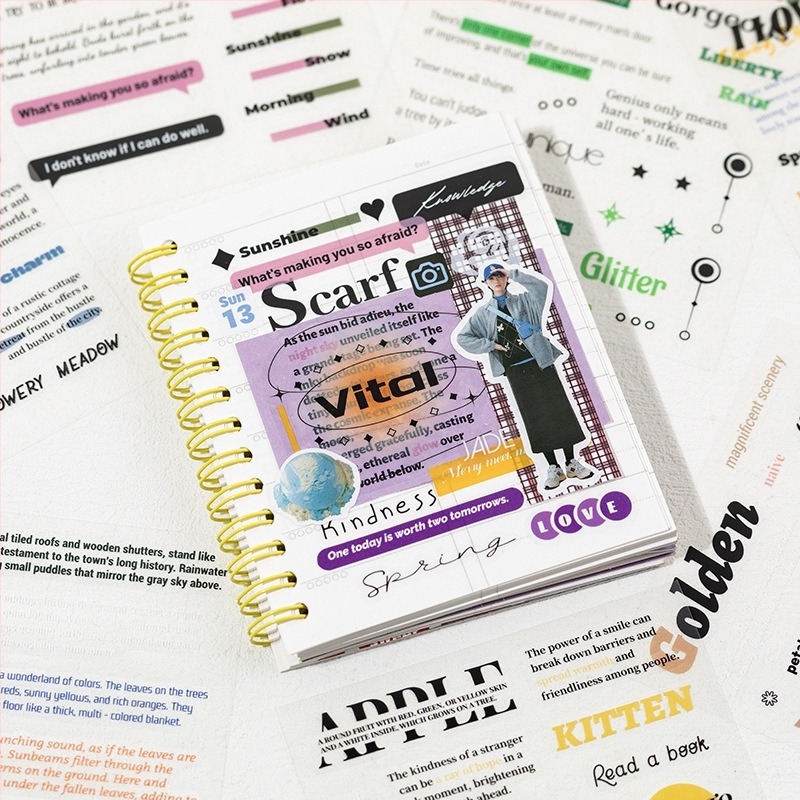 Leisurely PET βιβλίο αυτοκόλλητων – Σειρά Text Healing, IN Style, Εκτύπωση για DIY διακόσμηση ημερολογίου