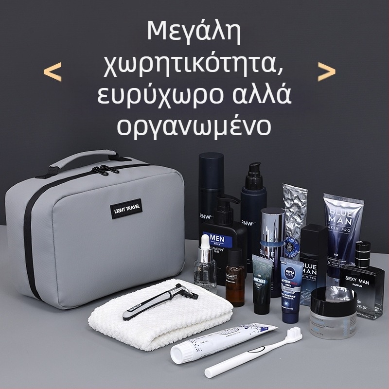 Unisex τσαντάκι καλλυντικών με φιλμ δέρματος, μοτίβο με γράμματα, επένδυση πολυεστέρα, καθημερινή χρήση, αδιάβροχο, διαχωρισμός στεγνών και υγρών