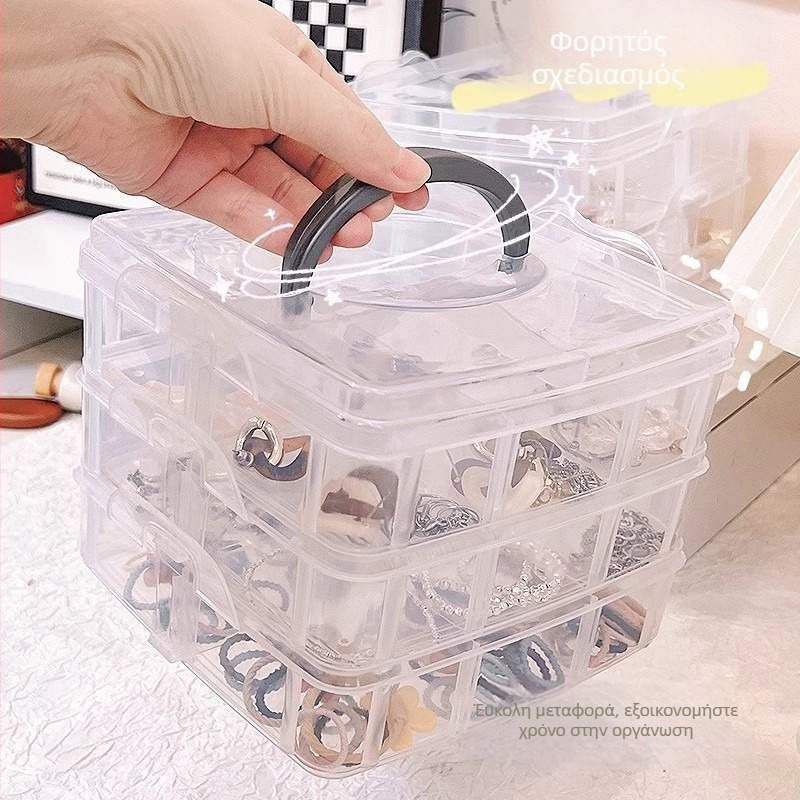 Κιβώτιο αποθήκευσης με 18 διαμερίσματα, φορητό — πλαστικό σκληρό κουτί σε κορεατικό στυλ, αποσπώμενο, για εργαλεία και LEGO παιχνίδια