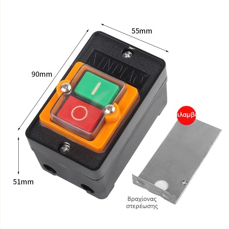 Διακόπτης κουμπιού για μηχανή κοπής χάλυβα 400, αδιάβροχος, IP50, 50–440V, σύνδεση με πίεση, ηλεκτρική ζωή 20k κύκλοι, μηχανική ζωή 100k κύκλοι