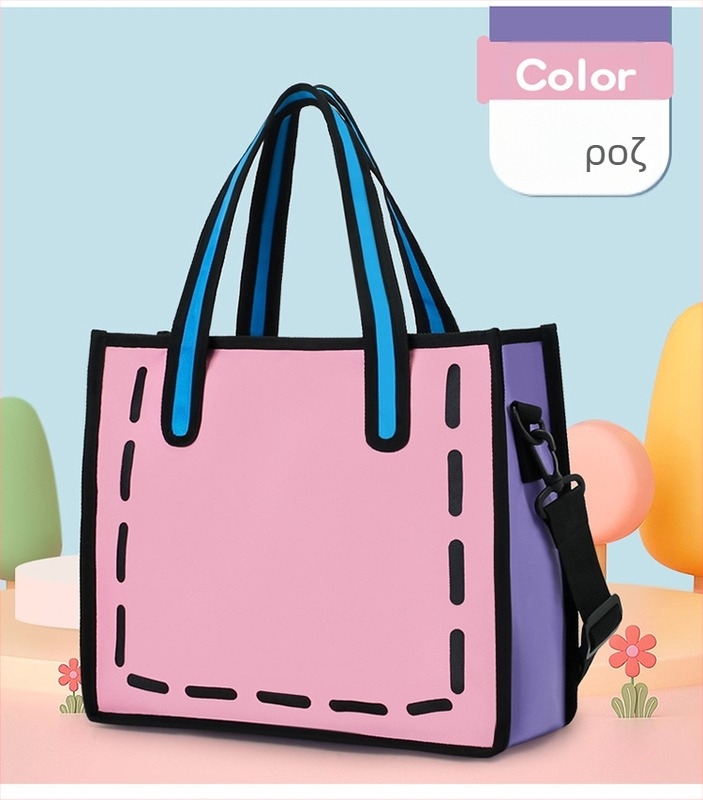 Τσάντα από καμβά σε ιαπωνικό στυλ για γυναίκες - Καλοκαίρι 2025, τσάντα ώμου με ένα λουρί, σχέδιο 2D καρτούν, μεγάλη χωρητικότητα