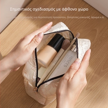 Κοσμητική τσάντα από δαντέλα-δίκτυο, εθνικού στιλ, ορθογώνιο σχήμα, επένδυση από νάιλον δίχτυ, αναπνέουσα, αδιάβροχη.