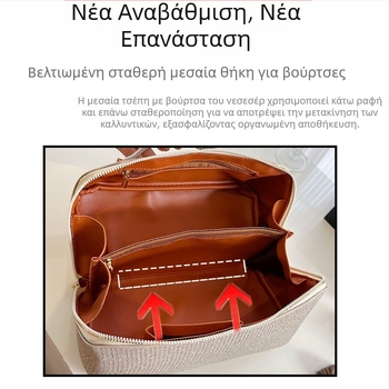 Τσαντάκι μακιγιάζ - εξωτερικό πολυεστέρα, επένδυση PU, αδιάβροχη και κατάλληλη για αποθήκευση για γυναίκες, Hina Comfort