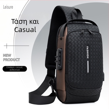 Ανδρική τσάντα στήθους από PU, αναπνεύσιμη, καρό σχέδιο, άνοιξη 2024, για επιχειρηματικά ταξίδια (PU; αναπνεύσιμη; καρό σχέδιο; άνοιξη 2024; επιχειρηματικά ταξίδια)